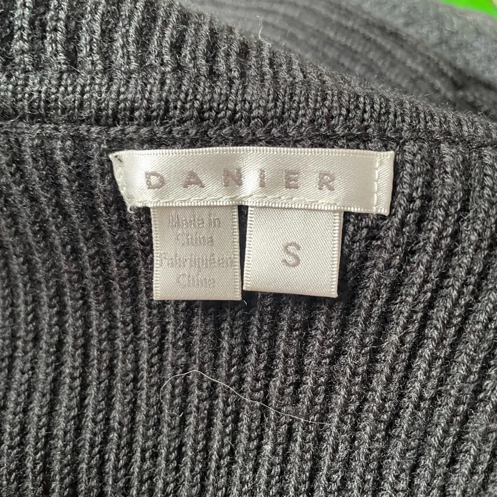 Wool mix black super cowl dress tunic Danier sleeveless - Picture 6 of 7